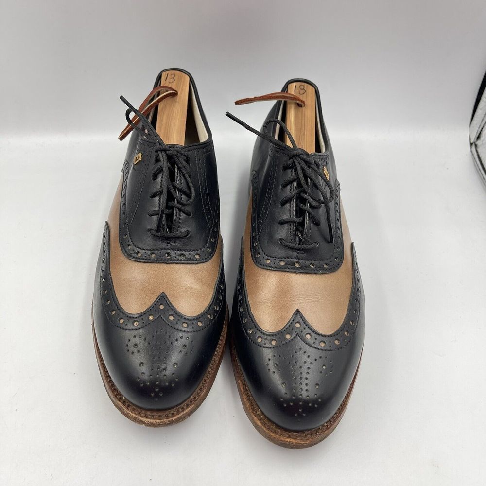 Vintage Footjoy Classics Women 8.5 B Leather Wingtip Golf Shoes Made USA - Picture 7 of 16